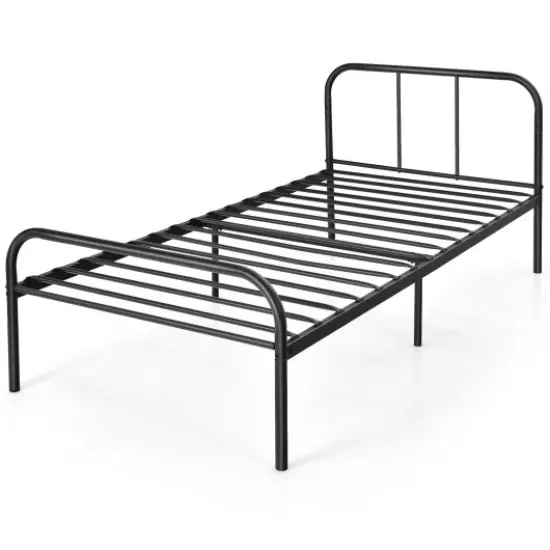 Modern Metal Bed Frame with Curved Headboard and Footboard-Twin Size {3}