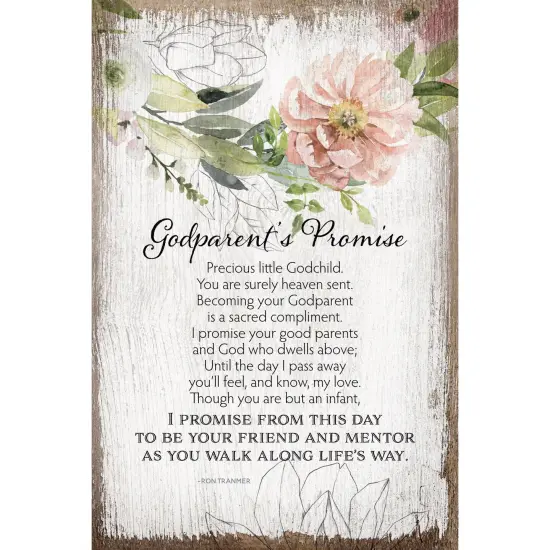 Dexsa Godparent's Promise Inspirational Wood Plaque 6 inches x 9 inches {1}