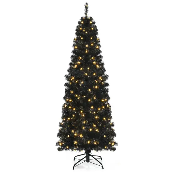 Pre-lit Christmas Halloween Tree with PVC Branch Tips and Warm White Lights Ideal for Holiday Season {1}