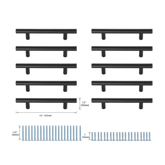 Quinn 4" Center to Center Matte Black Bar Pull Multipack (set of 10) {6}