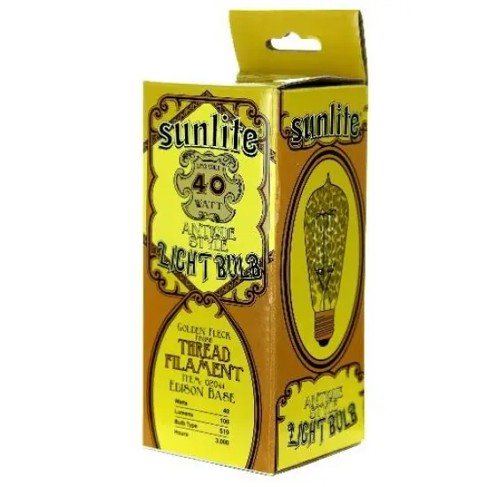 SUNLITE 40w 120v Antique Edison Style S19 Golden Fleck incandescent Light Bulb {2}