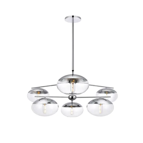 Eclipse 6 Lights Chrome Pendant With Clear Glass {3}