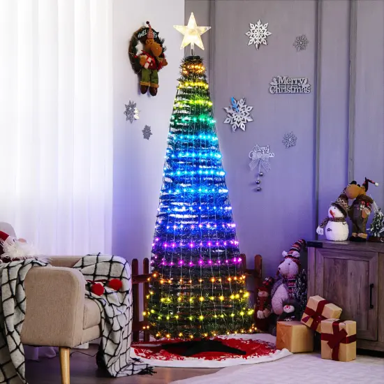 6.2 Feet Pop-up Lighted Christmas Tree with 282 RGB LED Lights-Green {2}
