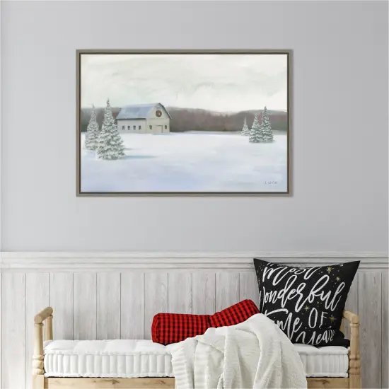 Holiday Winter Barn by James Wiens Canvas Art Framed {6}
