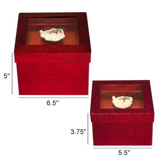 Value Pack of 3 Hologram Gift Box Set with Decorative Santa Sequin Applique {4}