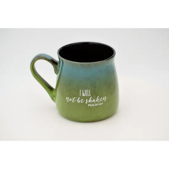 Dexsa Coffee Tea Soup Ceramic Mug | He alone is my rock and my salvation, my fortress where I will not be shaken Psalm 62:6 | 16 ounce Designer Mug with Inspiring Sentiment | Elegant Pottery Look {6}