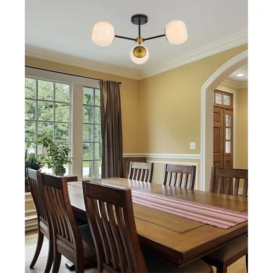 Briggs 26 inch flush mount in black and brass with white shade {2}