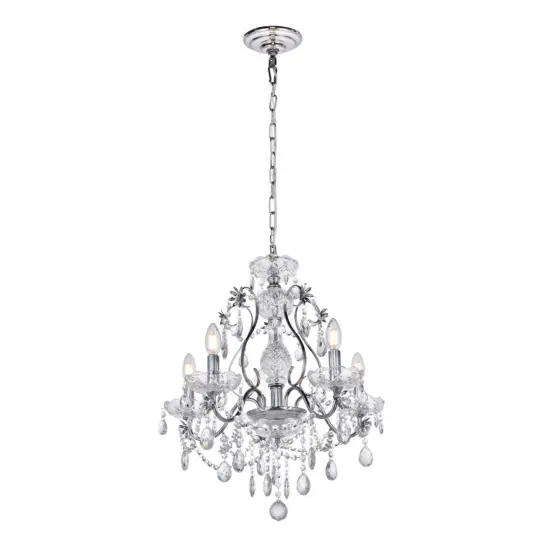 Voltaire Collection Chandelier D22 H22 Lt:5 Chrome Finish {3}