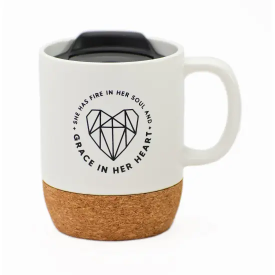 Dexsa She Has Fire In Her Soul Designer Cork Bottom Mug with Lid - 14 oz {1}