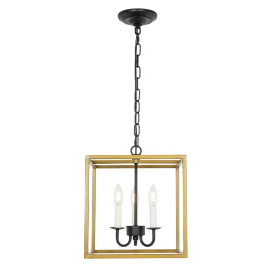 Eclipse 3 light Brass and Black pendant {1}