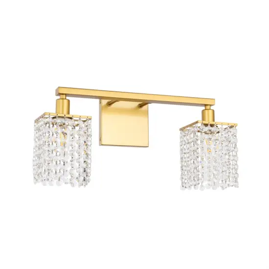 Phineas 2 light Brass and Clear Crystals wall sconce {5}