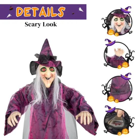 71in Life Size Hanging Witch Talking Halloween Everyday Decoration {5}