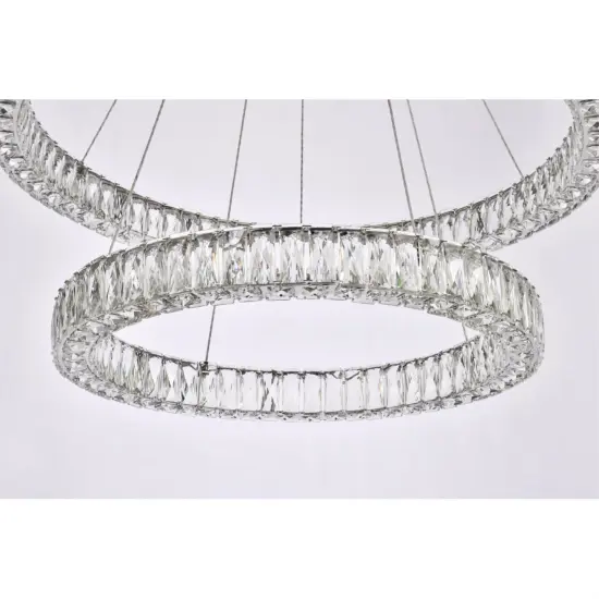 Monroe 36 inch LED double ring chandelier in chrome {4}