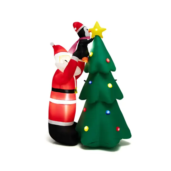 6 Feet Inflatable Christmas Tree and Santa Claus with LED and Air Blower {1}
