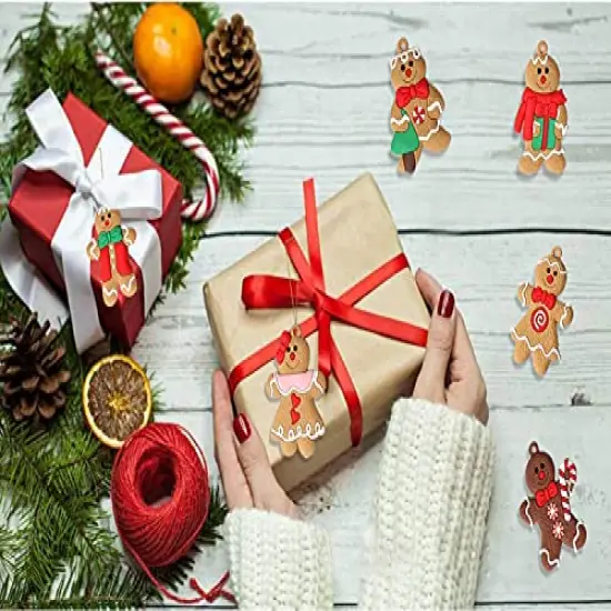 12pcs Gingerbread Man Ornaments for Christmas Tree Assorted Plastic Gingerbread Figurines Ornaments for Christmas Tree Hanging Decorations 3 Inch Tall {4}