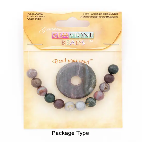 Indian Agate Natural Gemstone Beads Collection Value Pack {2}