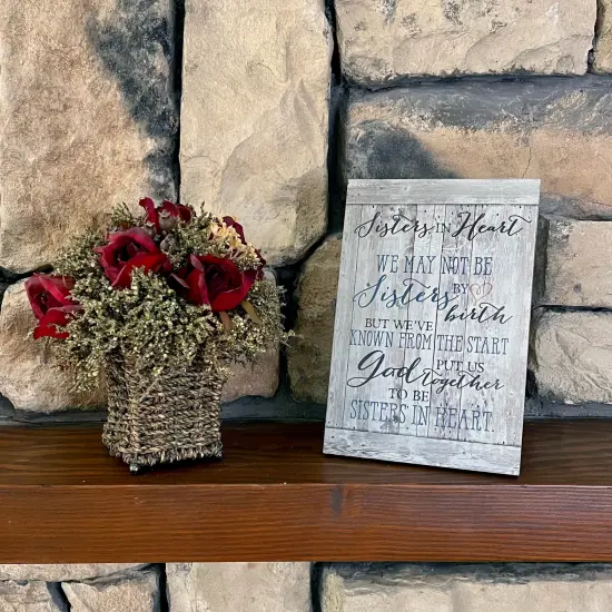 Dexsa Sisters In Heart&hellip;New Horizons Wood Plaque with Easel {3}