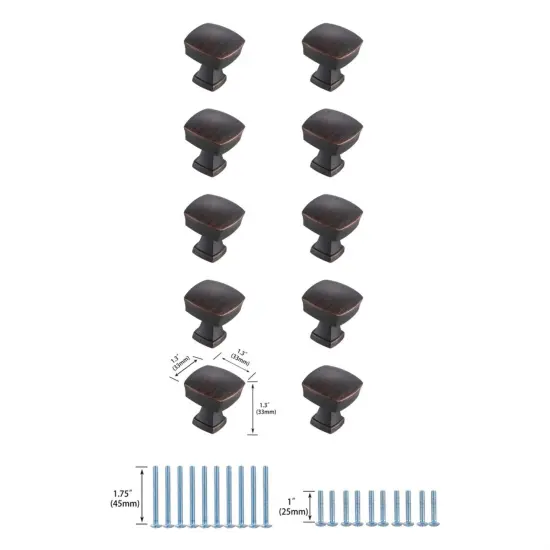 Irvin 1.3" Oil-rubbed Bronze Square Knob Multipack (Set of 10) {6}