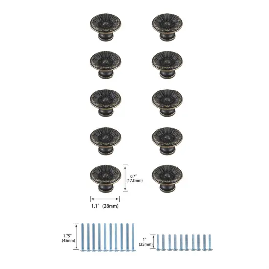 Corio 1.1" Diameter Antique Bronze Mushroom Knob Multipack (Set of 10) {6}