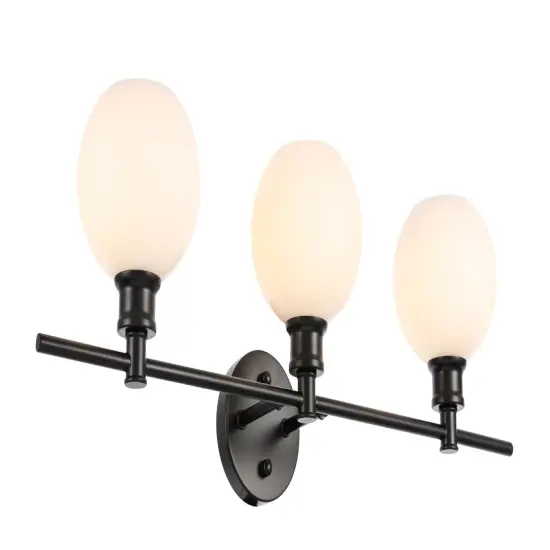 Collier 3 light Black and Frosted white glass Wall sconce {6}