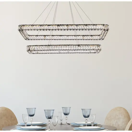 Monroe 50 inch LED double rectangle pendant in black {2}