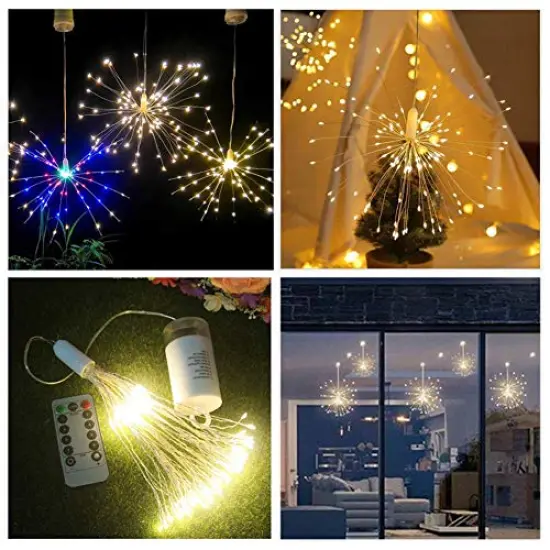 4 Pack Firework Lights Led Copper Wire Starburst String Lights 8 Modes Battery Operated Fairy Lights with Remote,Wedding Christmas Decorative Hanging Lights for Party Patio Garden Decoration {5}