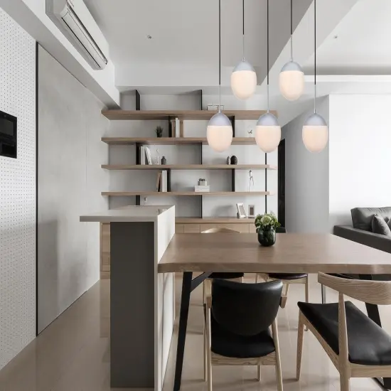 Eclipse 5 Lights Chrome Pendant With Frosted White Glass {2}