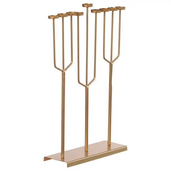 Modern Design Hanukkah Menorah Exceptional presentational piece, 9 Branch Tea Light Candle Holders Gold {5}
