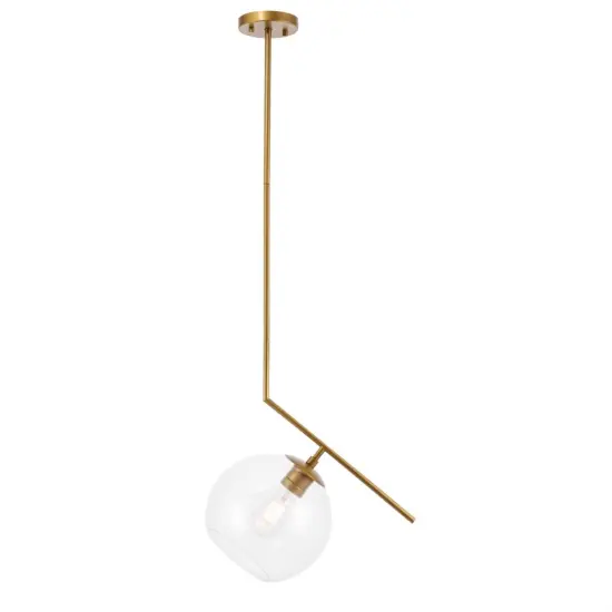 Ryland 1 light Brass and Clear glass pendant {1}