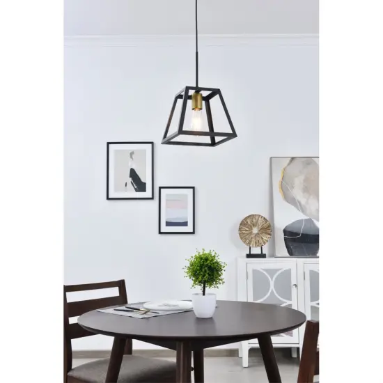 Resolute 1 light brass and black Pendant {2}