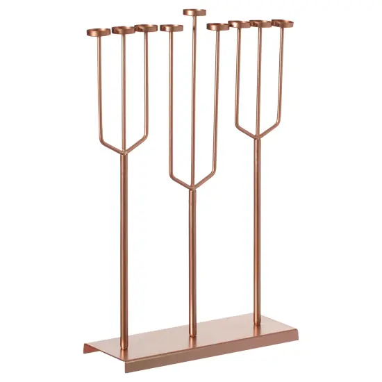 Modern Design Hanukkah Menorah Exceptional presentational piece, 9 Branch Tea Light Candle Holders Rose gold {10}