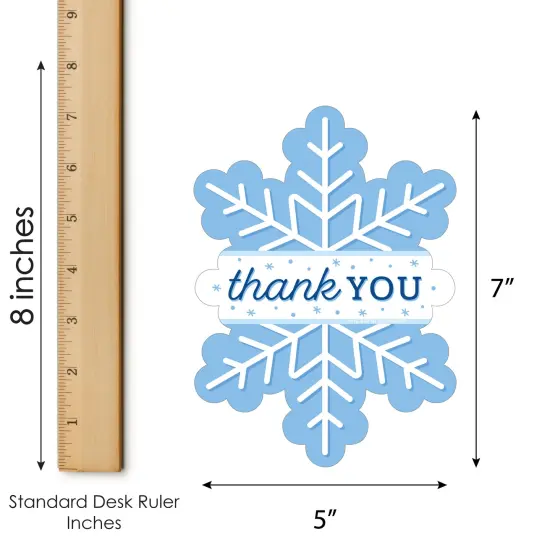 Big Dot of Happiness Blue Snowflakes - Shaped Thank You Cards - Winter Holiday Party Thank You Note Cards with Envelopes - Set of 12 {7}