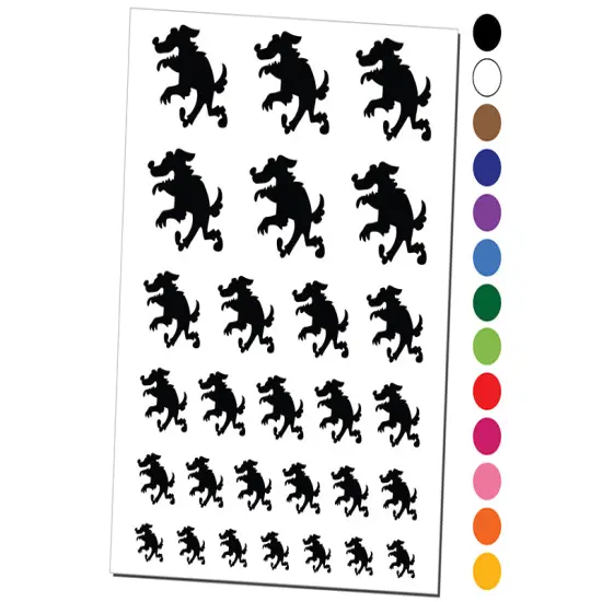 Scruffy Werewolf Dog Wolf Man Monster Halloween Temporary Tattoo Water Resistant Fake Body Art Set Collection Light Green {1}