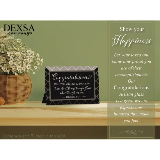 Dexsa Congratulations Glass Plaque with Easel 4 inches x 6 inches {4}