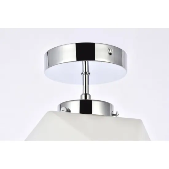 Lawrence 1 light chrome and white glass flush mount {6}