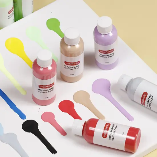 Incraftables Holographic Paint Set (12 Iridescent Colors). Metallic Acrylic Paint for Artists. Non Toxic Chameleon Paint for Canvas, Rocks, Wood, Glitter & Ceramic. Best Color Shift Paint (2 Oz/Color) {4}