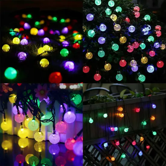 Solar Globe Fairy String Light Crystal Lights Waterproof for Party Decor {3}