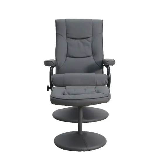 Emma and Oliver Contemporary Multi-Position Recliner & Ottoman w/ Wrapped Base Gray {3}