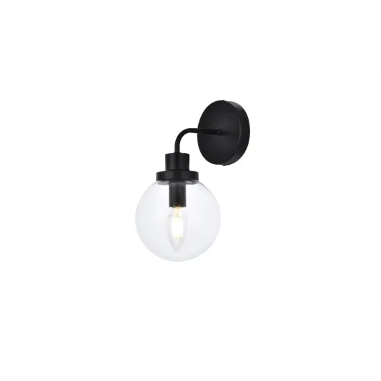 Hanson 1 light bath sconce in black with clear shade {3}