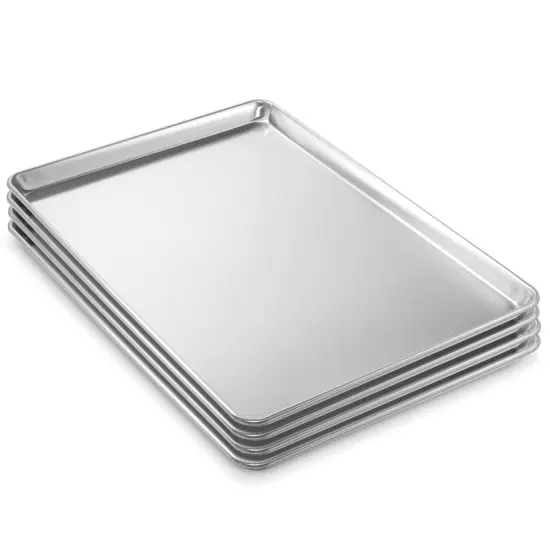 Last Confection 18" x 26" Commercial Grade Baking Sheet Pans, Aluminum Full-Size Rimmed Cookie Sheet Trays {4}