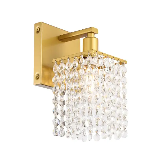 Phineas 1 light Brass and Clear Crystals wall sconce {6}