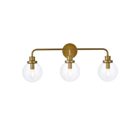 Hanson 3 lights bath sconce in brass with clear shade {1}