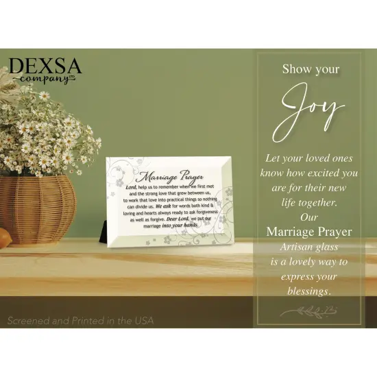 Dexsa Marriage Prayer Beveled Glass Plaque with Easel {4}