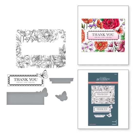 Spellbinders BetterPress Letterpress Press Plates & Dies Set-Butterfly Garden 2/Plates & 3/Dies {6}