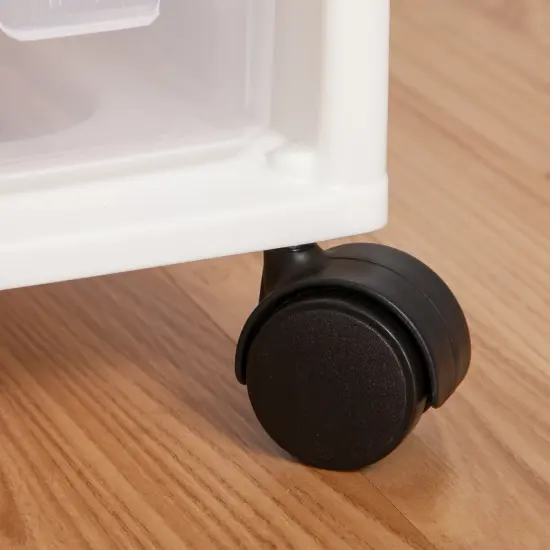 IRIS USA 5 Drawers 12&rdquo; x 12&rdquo; Scrapbook Plastic Rolling Storage Cart with Organizer Top with Casters, Black/White {5}