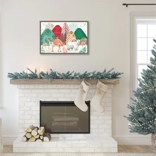 Snowy Christmas Critters I by Dina June Canvas Art Framed {5}