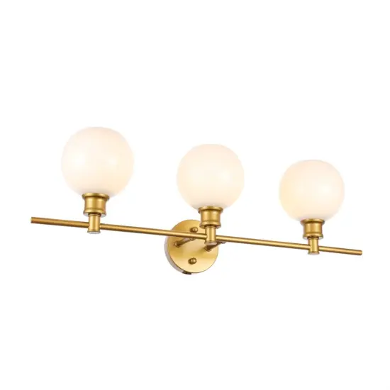 Collier 3 light Brass and Frosted white glass Wall sconce {4}