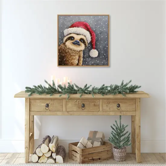 Merry Christmas Sloth by Lucia Stewart Canvas Art Framed {6}