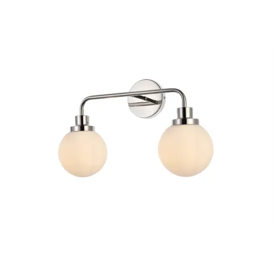 Hanson 2 lights bath sconce in polished nickel with frosted shade {3}