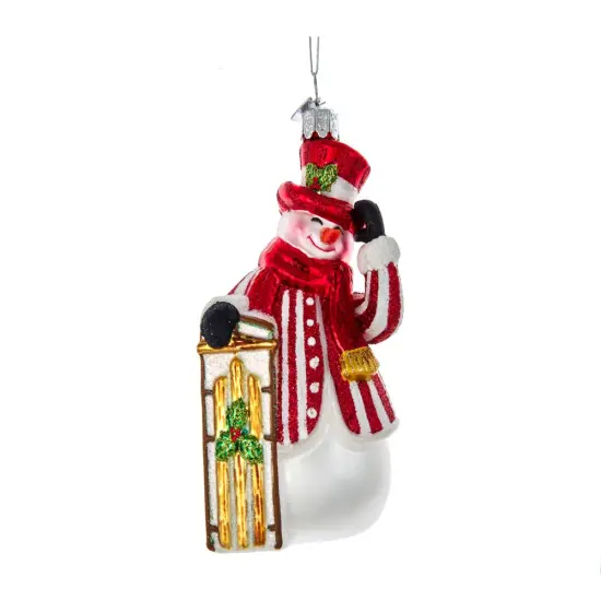 5"Noble Gems&trade; Glass Peppermint Santa With Sled Ornament {1}